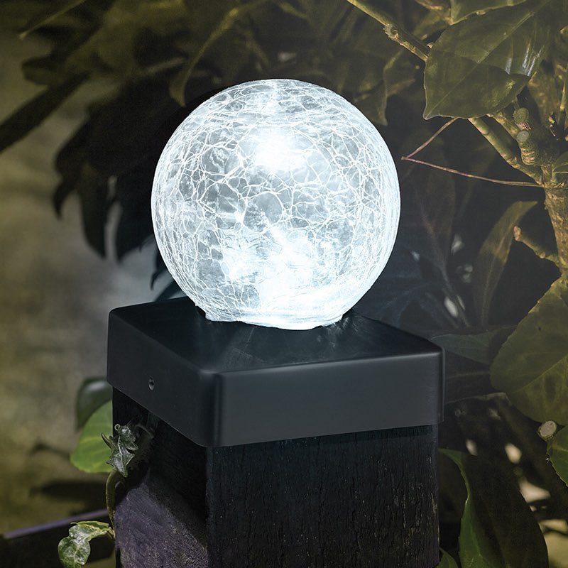 Crackle Ball Post Light - GARDEN ORNAMENTS INCL SOLAR - Beattys of Loughrea