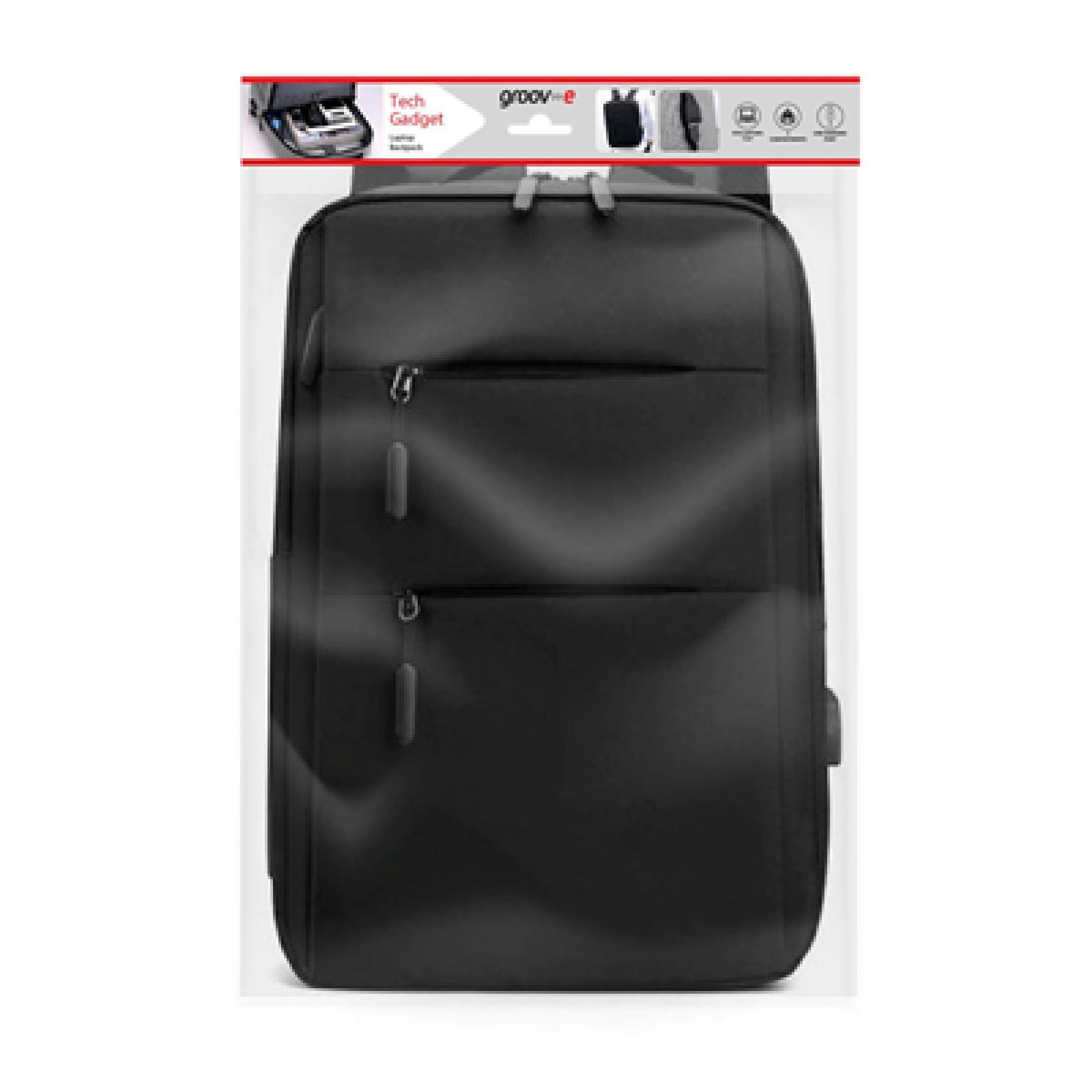 Groov-e Laptop Backpack with USB Charging Port - Black