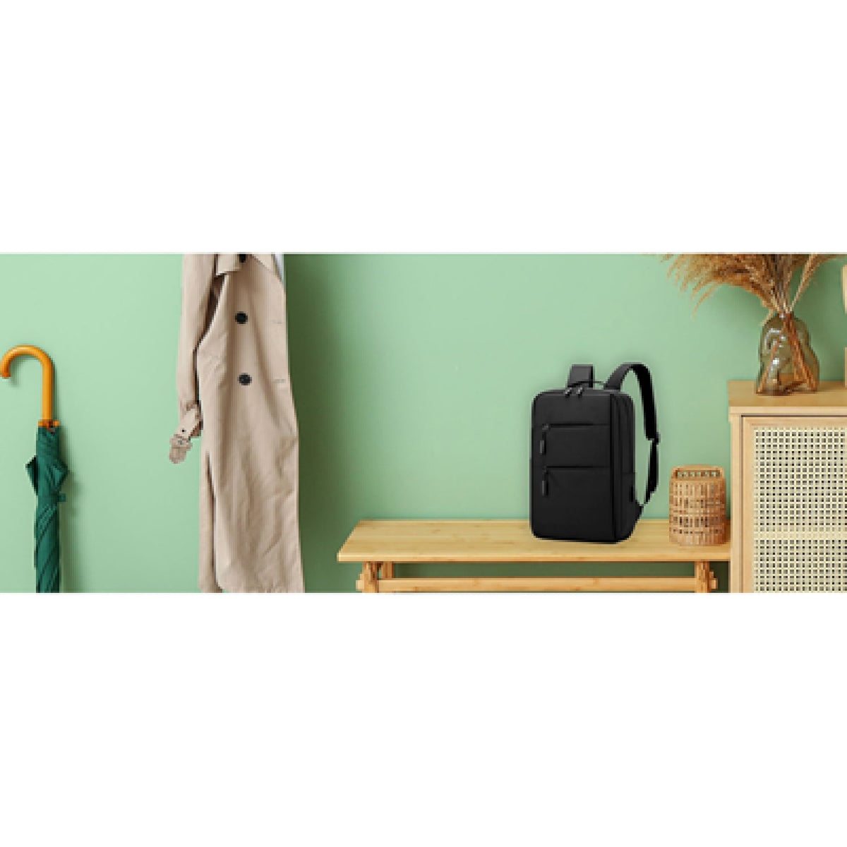 Groov-e Laptop Backpack with USB Charging Port - Black