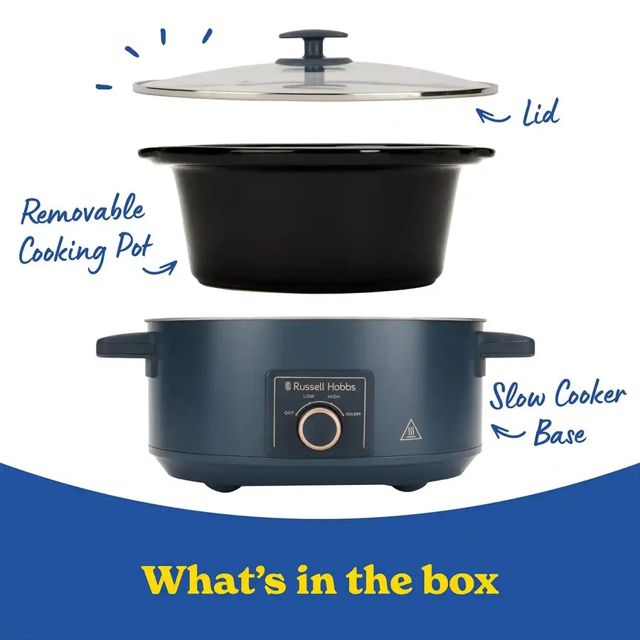Russell Hobbs Bronte 7L Manual Slow Cooker, Soft Navy (28780)