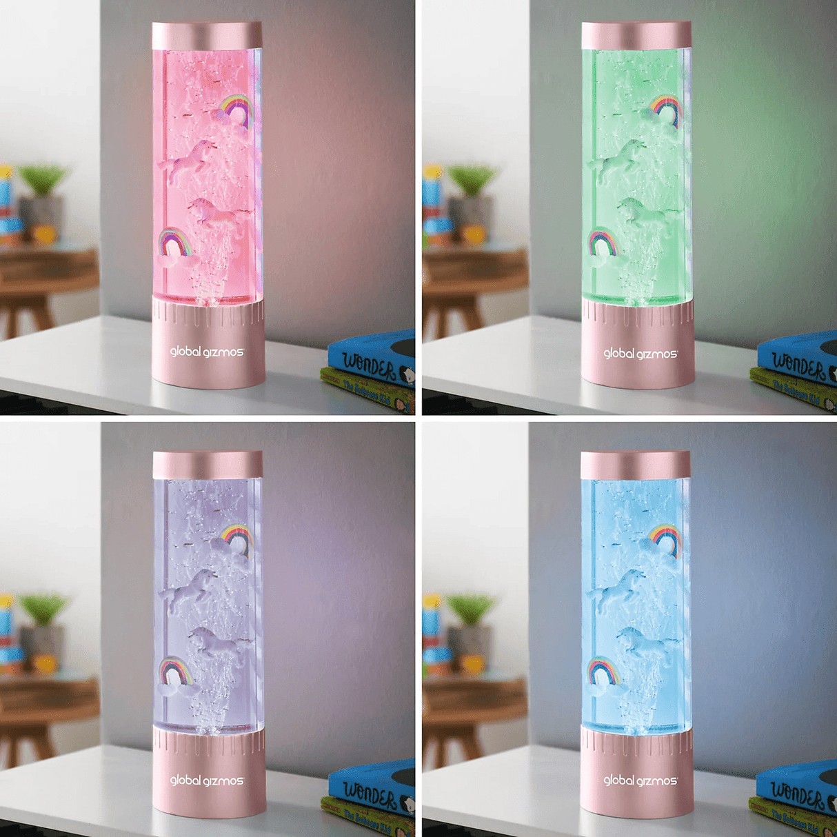 Global Gizmos Unicorns and Rainbows Desk Bubble Lamp - NIGHT LIGHT PLUG IN - Beattys of Loughrea