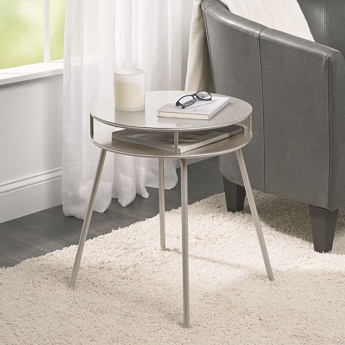 2 Tier Round Metal Side Table – Satin Finish - OCCASIONAL FURNITURE - Beattys of Loughrea