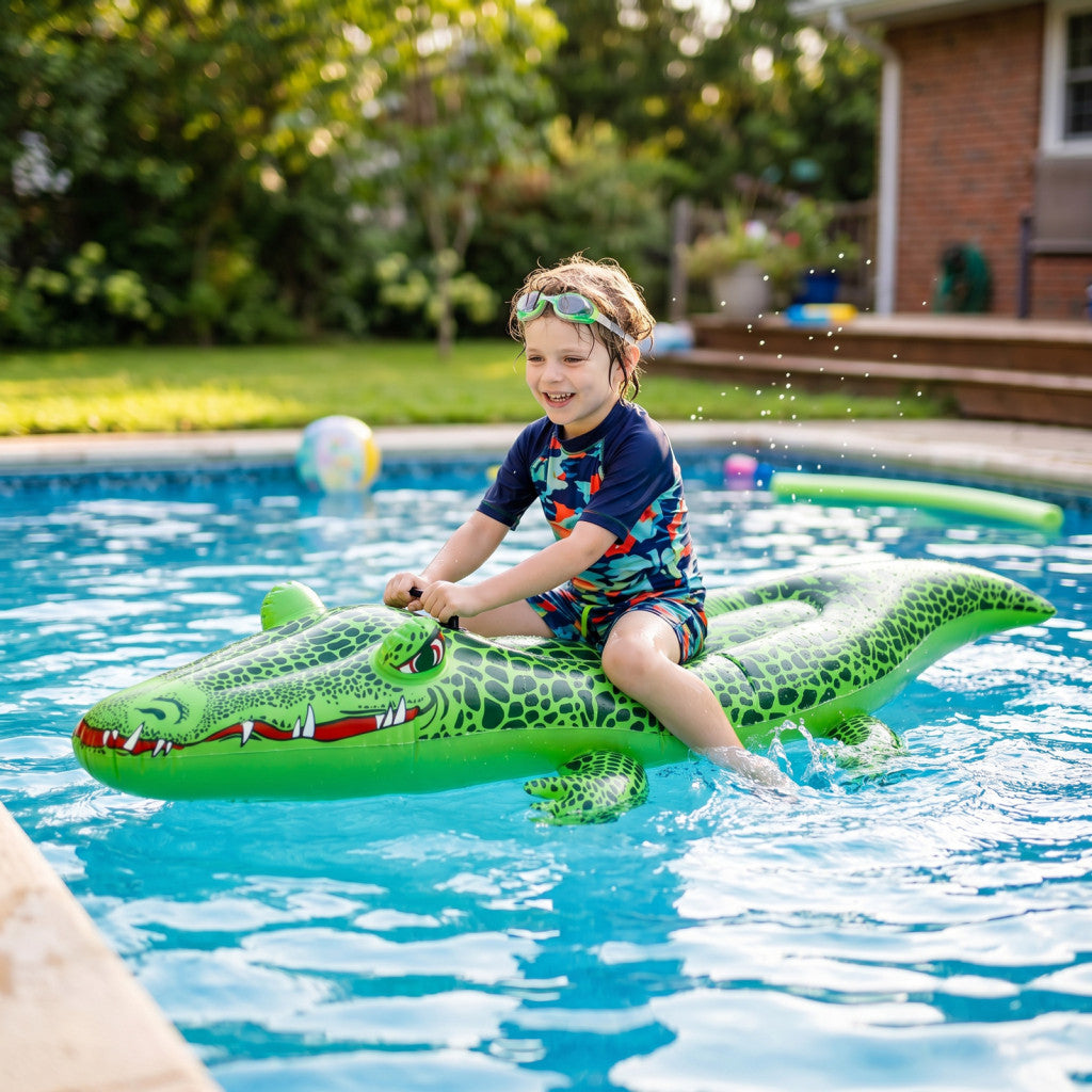 Eddy Toys Inflatable Crocodile Ride-On 139 x 61cm