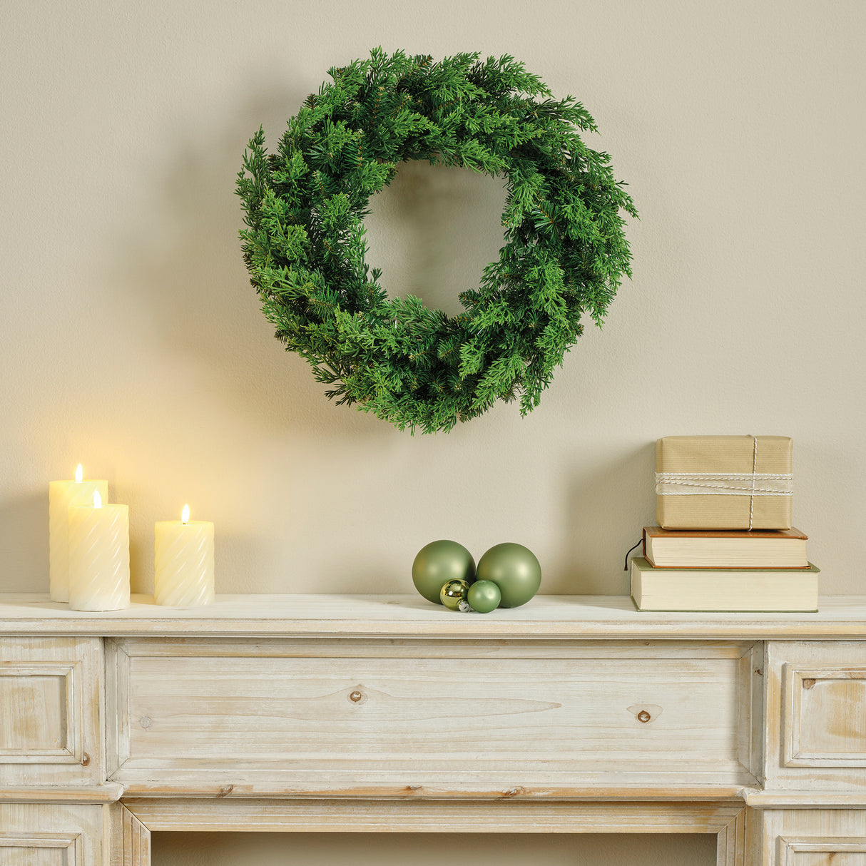 50cm Artificial Cedar Wreath – Indoor & Outdoor