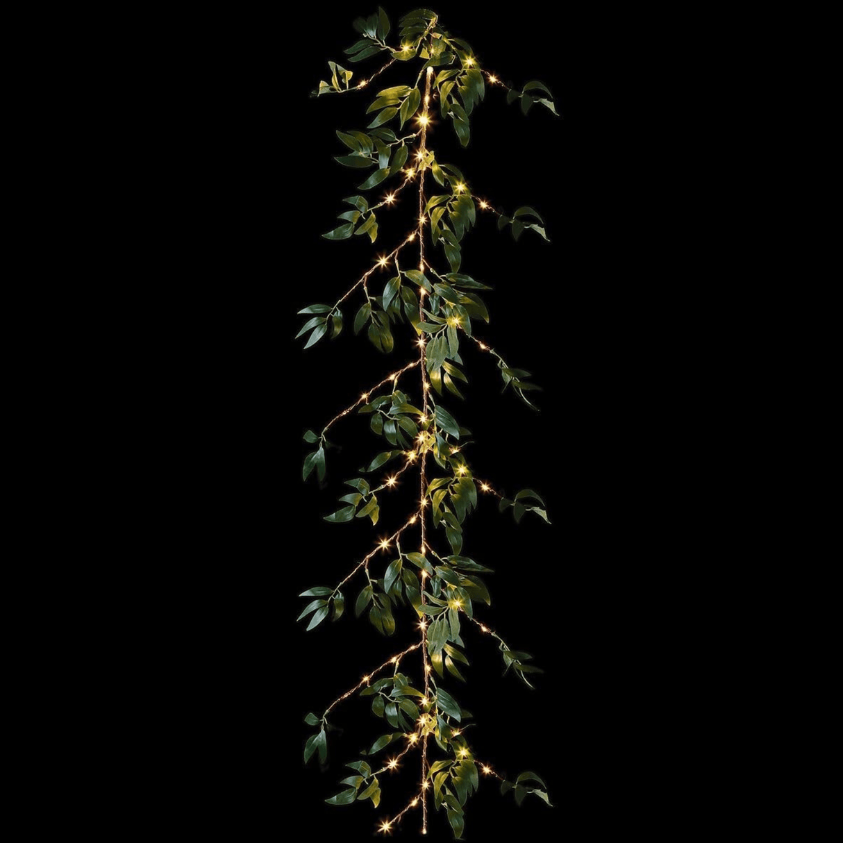 Premier 1.5m Lit Green Leaf Garland with 80 Warm White MicroBright LEDs - XMAS GARLANDS - Beattys of Loughrea