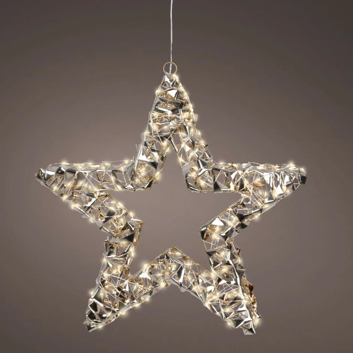 Lumineo Gold Twist Micro LED Star 38cm - XMAS ROOM DECORATION - LIGHT UP - Beattys of Loughrea