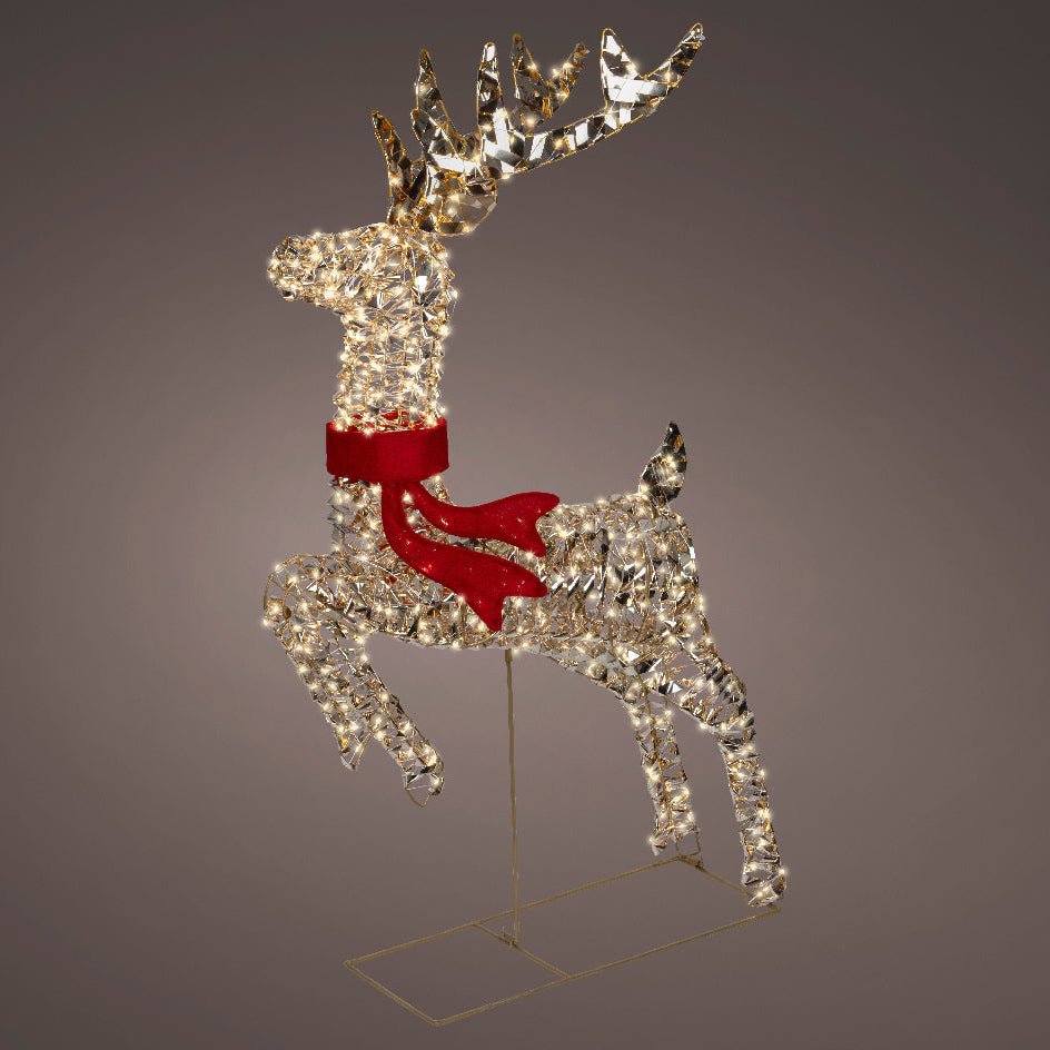 Lumineo Gold Twist Micro LED Reindeer 100cm with Flashing Effect - XMAS ROOM DECORATION - LIGHT UP - Beattys of Loughrea