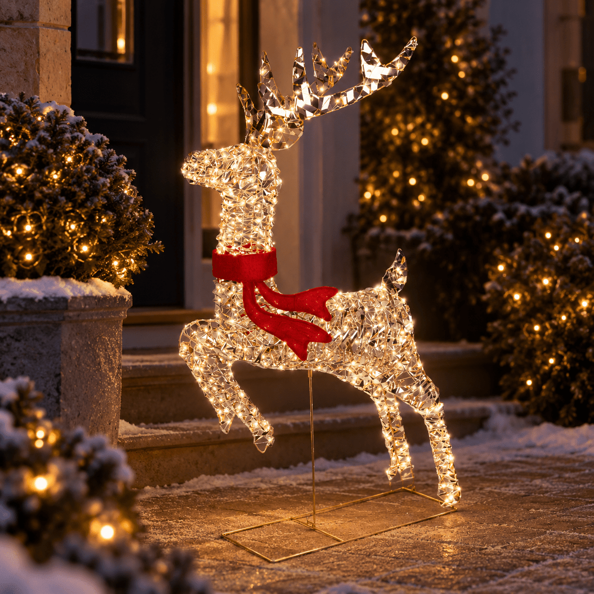 Lumineo Gold Twist Micro LED Reindeer 100cm with Flashing Effect - XMAS ROOM DECORATION - LIGHT UP - Beattys of Loughrea