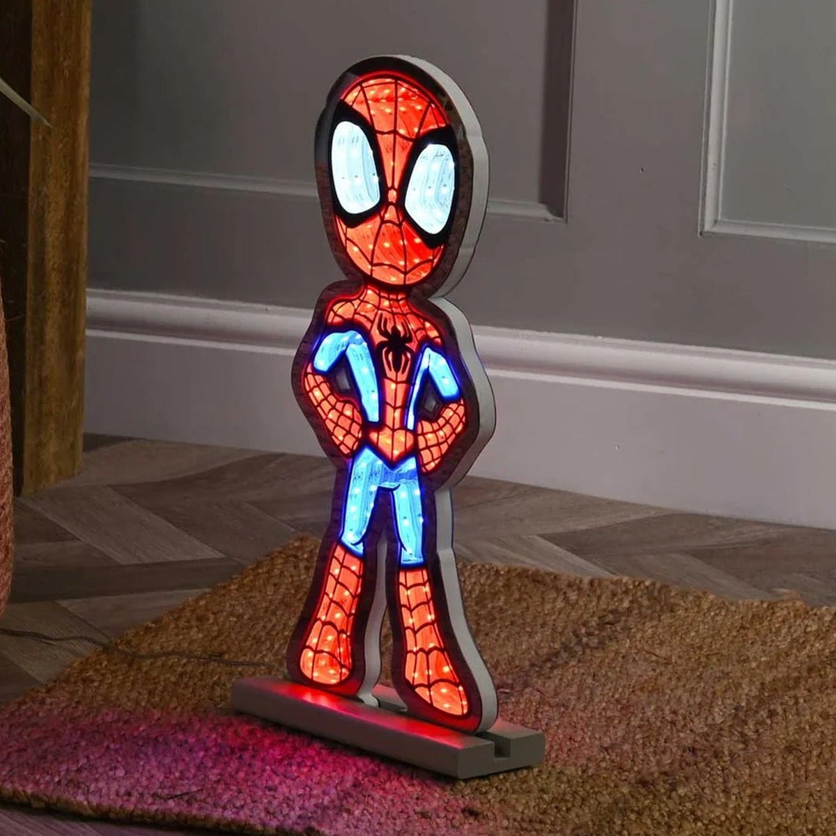Festive Marvel Spider-Man Christmas Infinity Light 40cm - XMAS ROOM DECORATION - LIGHT UP - Beattys of Loughrea