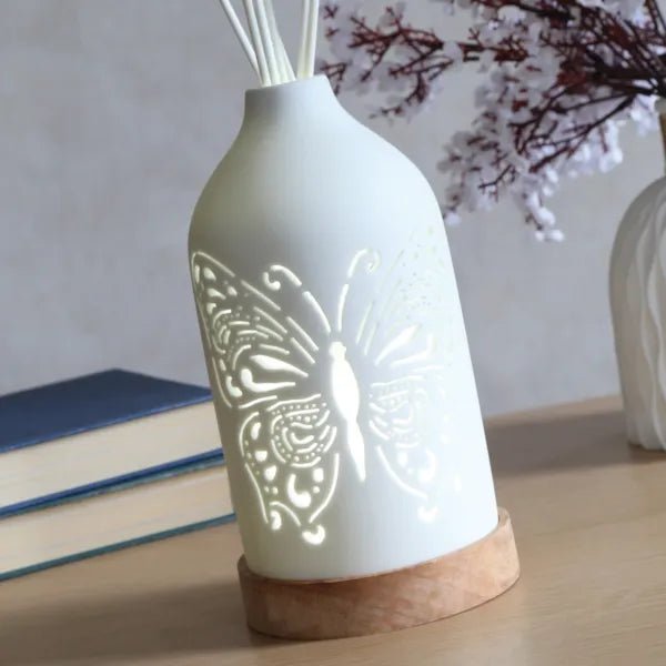 LED Ceramic Reed Diffuser Butterfly – 19cm - POT POURRI/AROMATHERAPY/OILS/DIFFUSER - Beattys of Loughrea