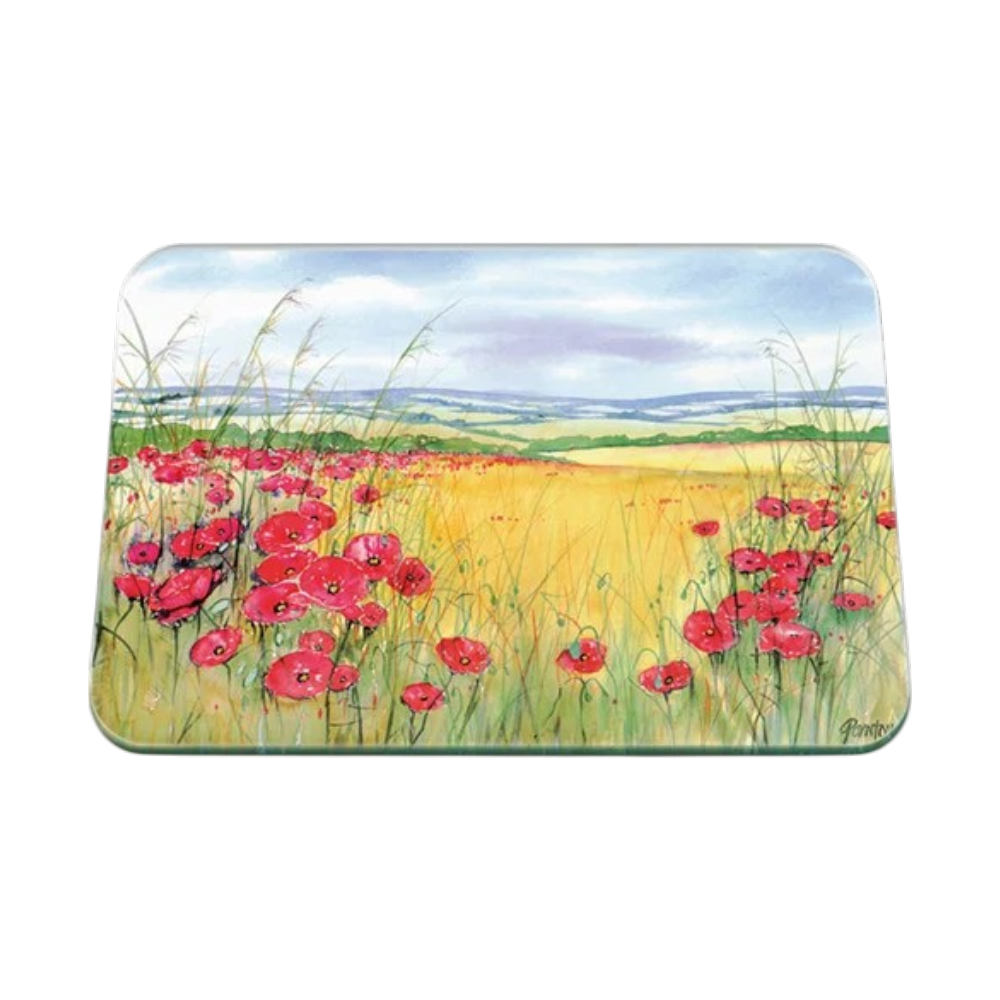 Tuftop Poppies Small Glass Worktop Protector – 30 x 22cm