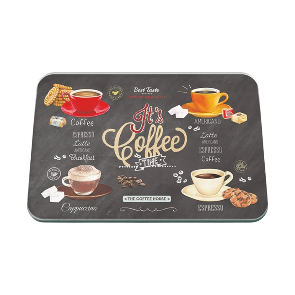 Tuftop Ardesia Coffee Time Large Glass Worktop Protector – 50 x 40cm