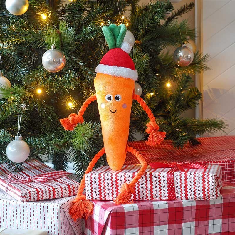 Santa Carrot Rope Legs Christmas Dog Toy 47cm - PET TOYS BOOKS - Beattys of Loughrea