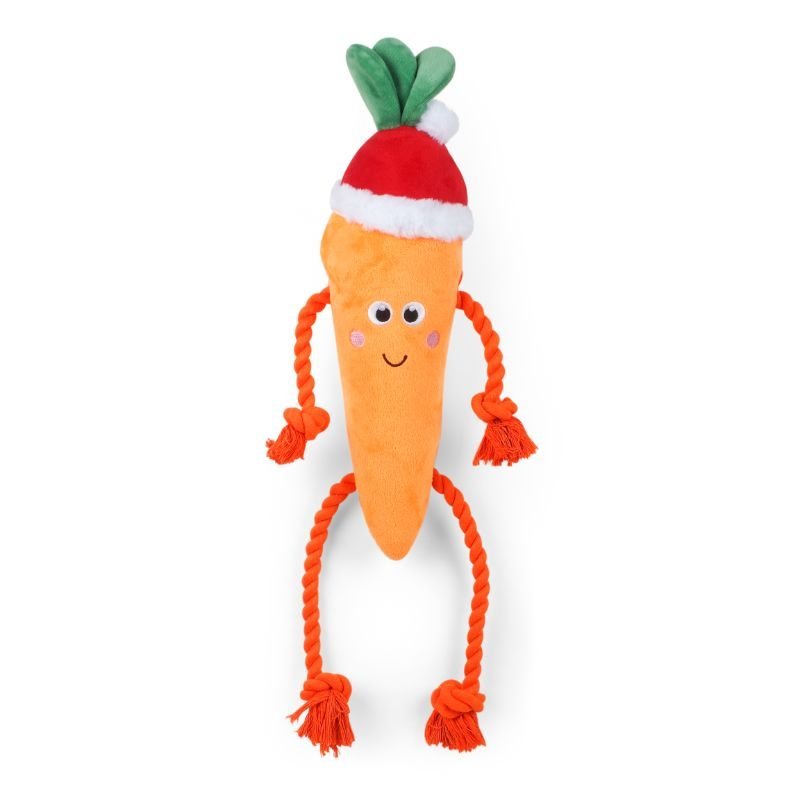 Santa Carrot Rope Legs Christmas Dog Toy 47cm - PET TOYS BOOKS - Beattys of Loughrea