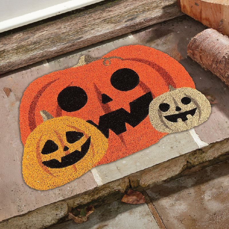 Jack-O'-Lanterns Halloween Coir Doormat 75 x 45cm - GARDEN ORNAMENTS INCL SOLAR - Beattys of Loughrea