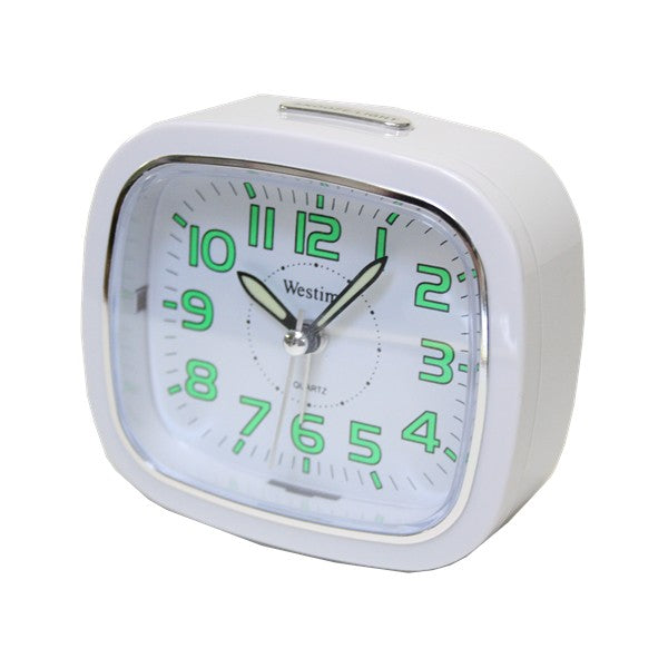 Alpha White Quartz Alarm Clock