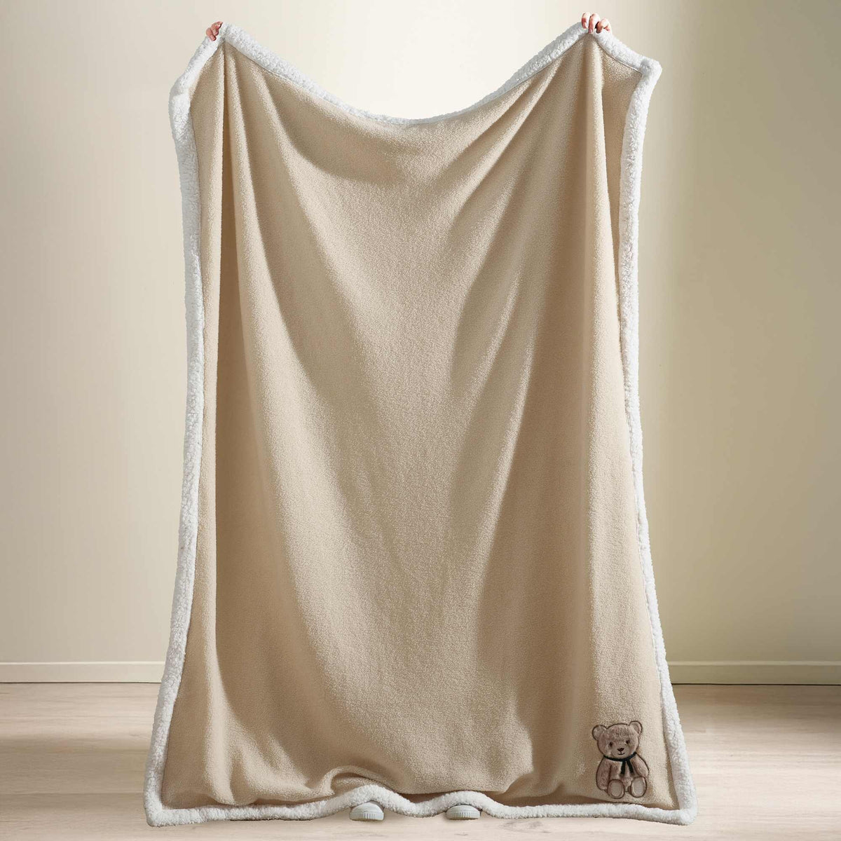 Sherpa Teddy Bear Natural Throw