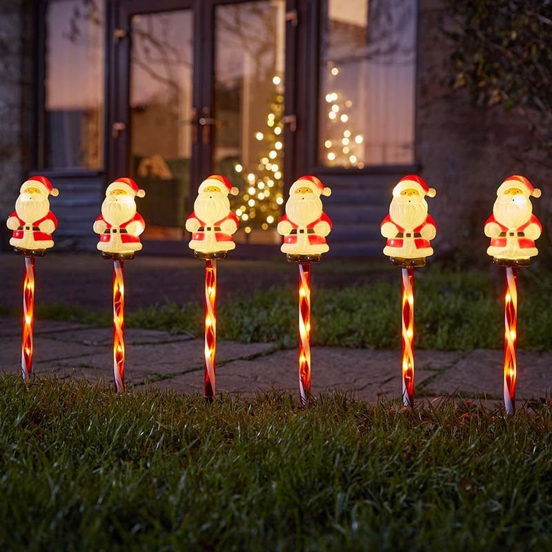 Santa Decor Path Stakes – Set of 6 - XMAS LIGHTED OUTDOOR DECOS - Beattys of Loughrea