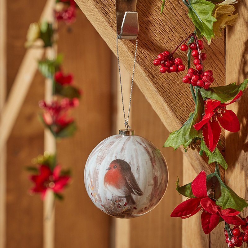 Vintage Robin Christmas Bauble - XMAS BAUBLES - Beattys of Loughrea