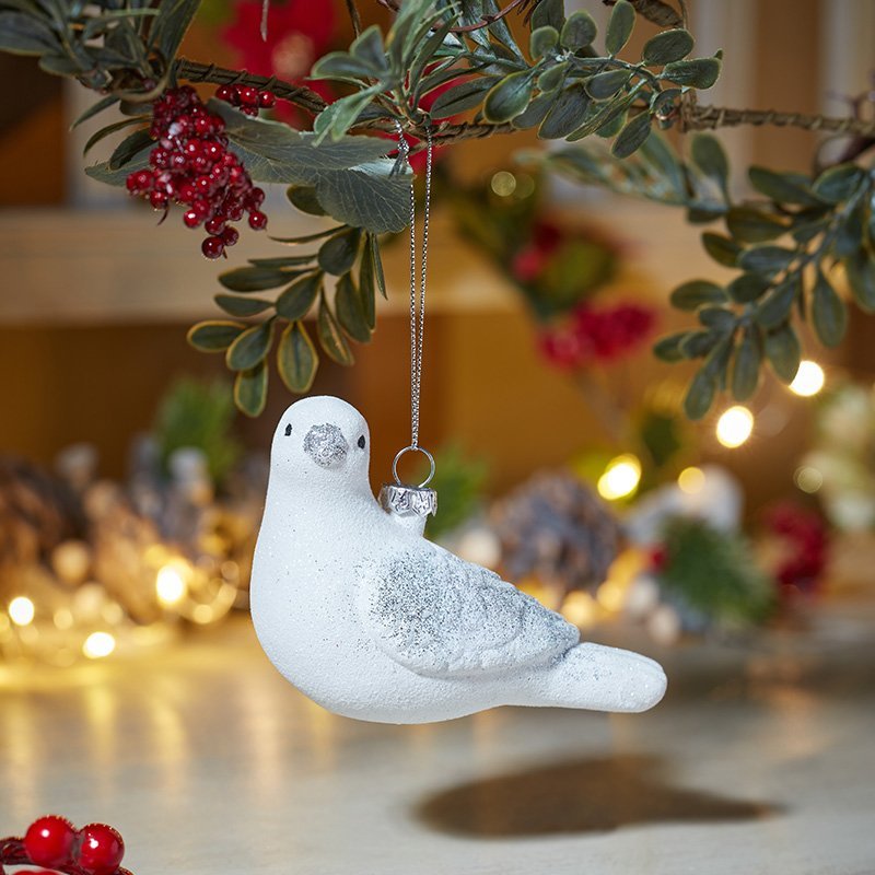 Glitzy Peace Dove Pendant Christmas Tree Ornament - XMAS BAUBLES - Beattys of Loughrea