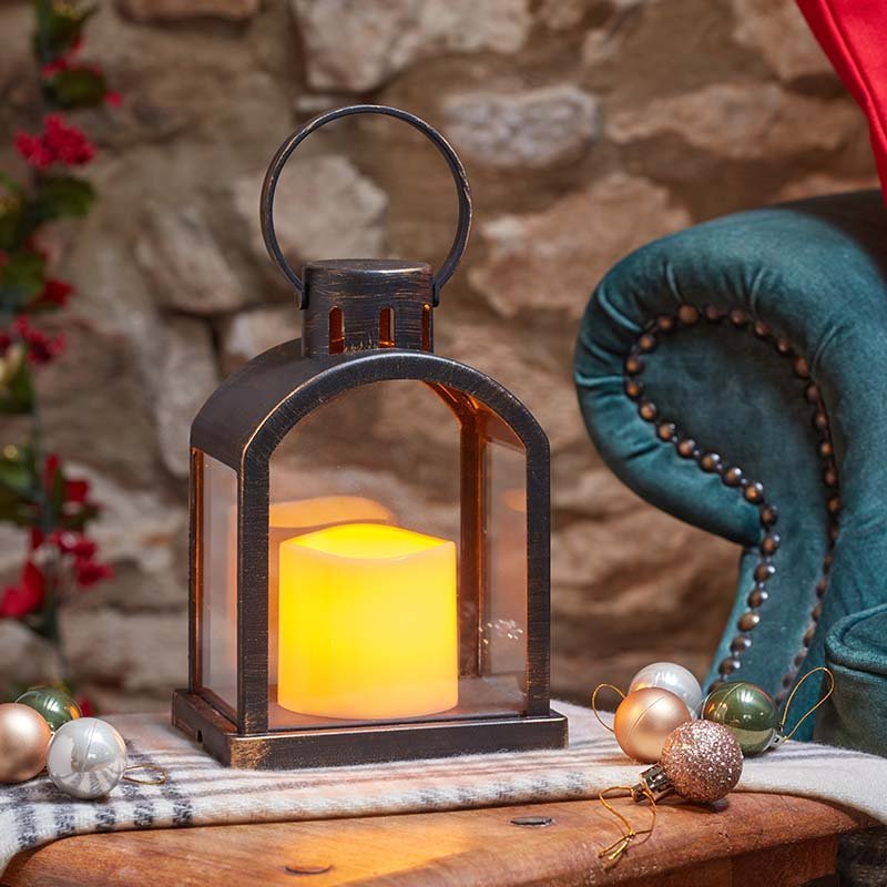 York LED Candle Christmas Lantern 18cm - XMAS LANTERNS/ BOTTLES - Beattys of Loughrea