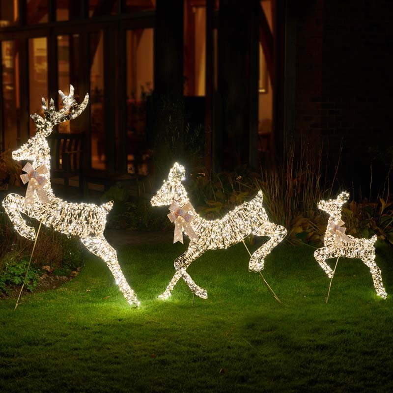GoldTwist Leaping Deer Family Illuminated Christmas Figures (Low Voltage)