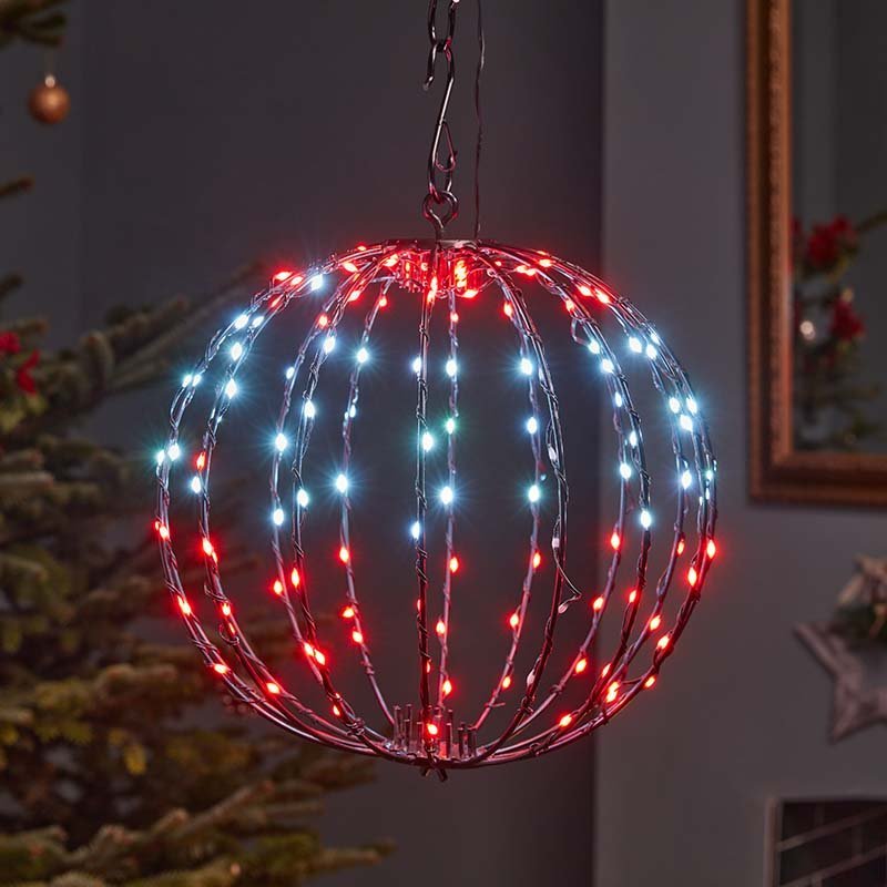 240 LED Twinkling Colour Changing Orb Light – 40cm (Low Voltage) - XMAS ROOM DECORATION - LIGHT UP - Beattys of Loughrea