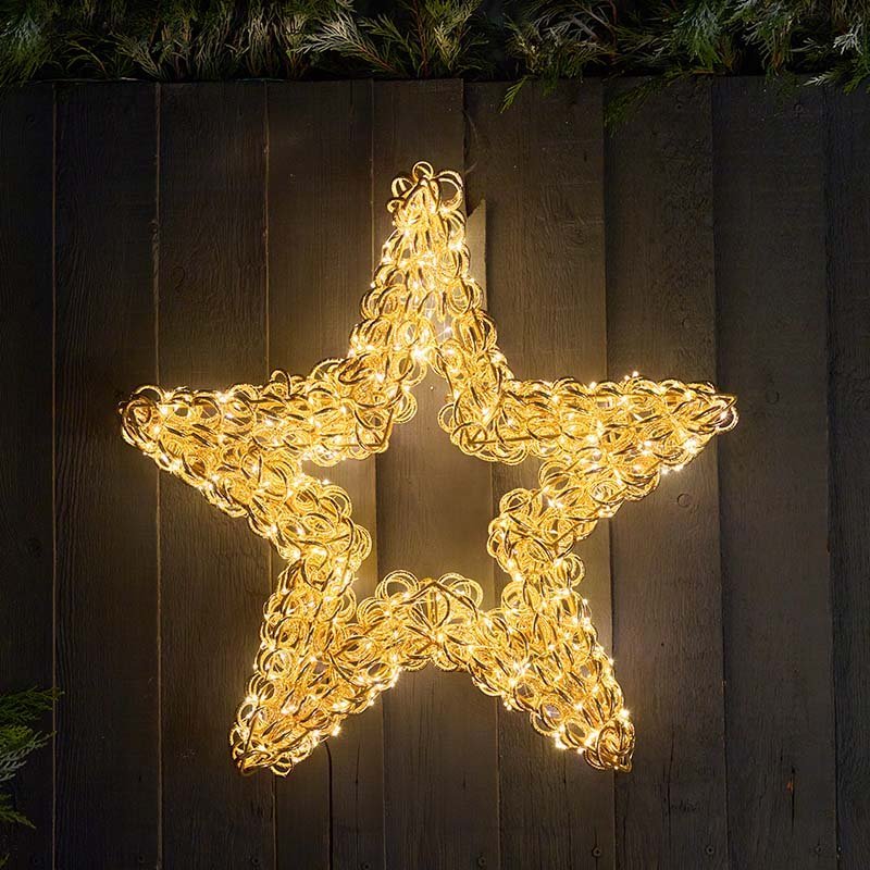 Titan Gold Star Illuminated Christmas Silhouette Light – 40cm (Low Voltage) - XMAS LIGHTED OUTDOOR DECOS - Beattys of Loughrea