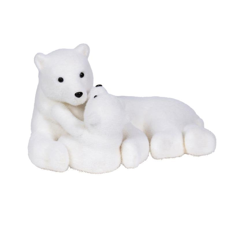 Flocked Polar Bear & Cub Decorative Christmas Figurine (27cm x 50cm)