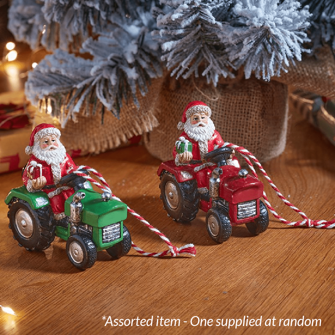 Santa Tractor Christmas Tree Pendant - One Supplied* - XMAS BAUBLES - Beattys of Loughrea