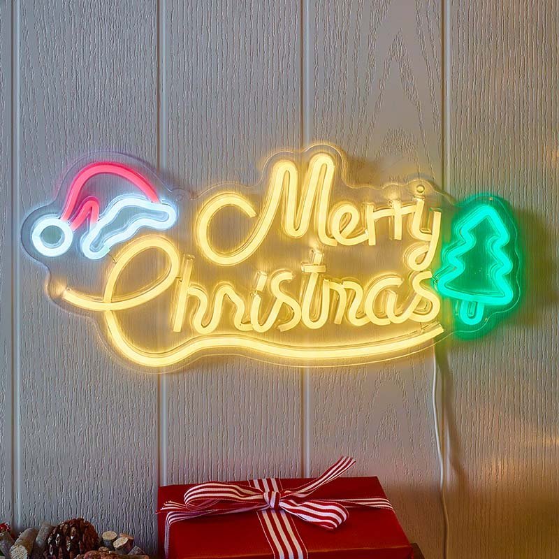 NeonEsque Merry Christmas Multi-Colour LED Wall Sign (Low Voltage) - XMAS ROOM DECORATION - LIGHT UP - Beattys of Loughrea