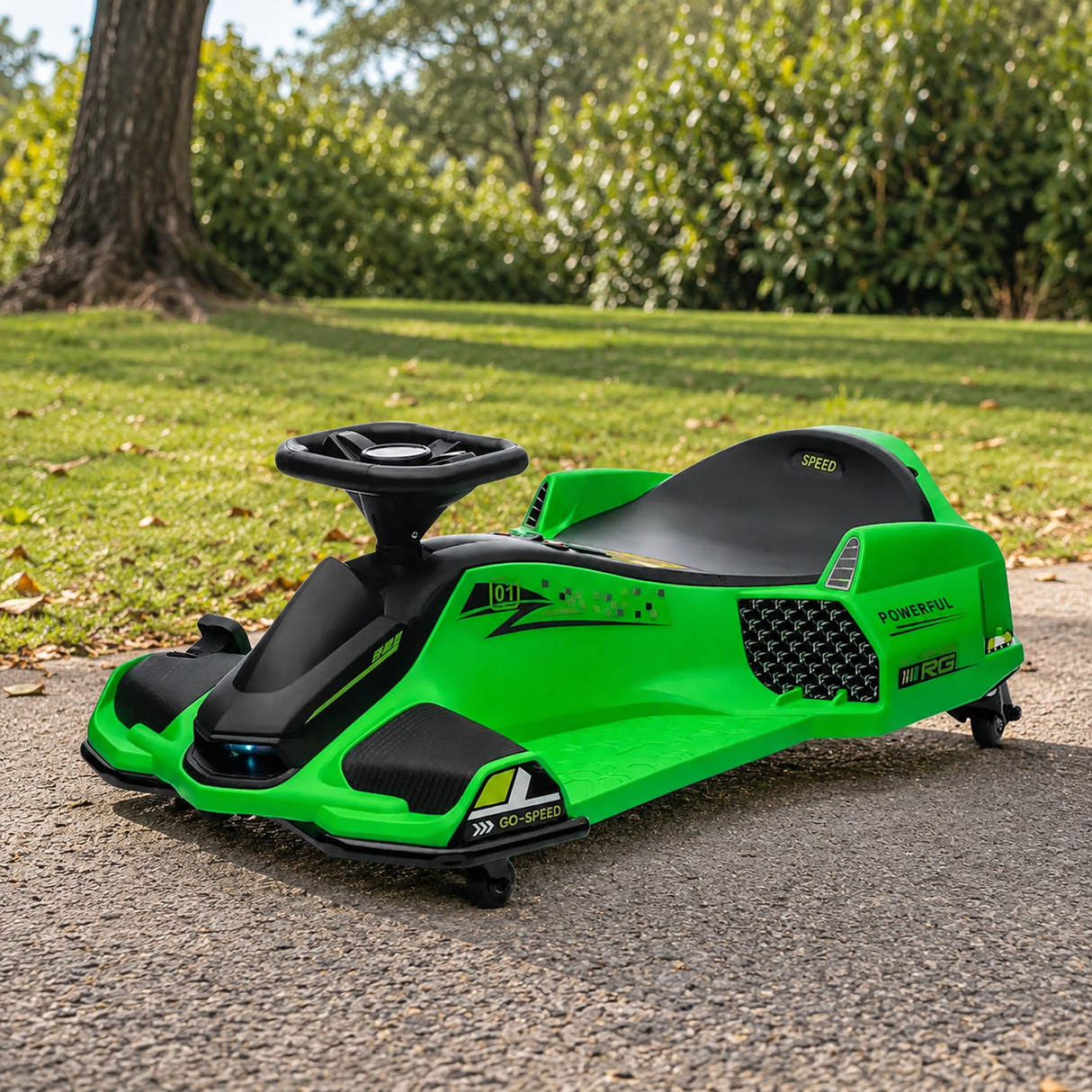 Drift Rider 360 24V Electric Go Kart Green With EVA Rubber Wheels - BATTERY OPERATED RIDE ONS - Beattys of Loughrea