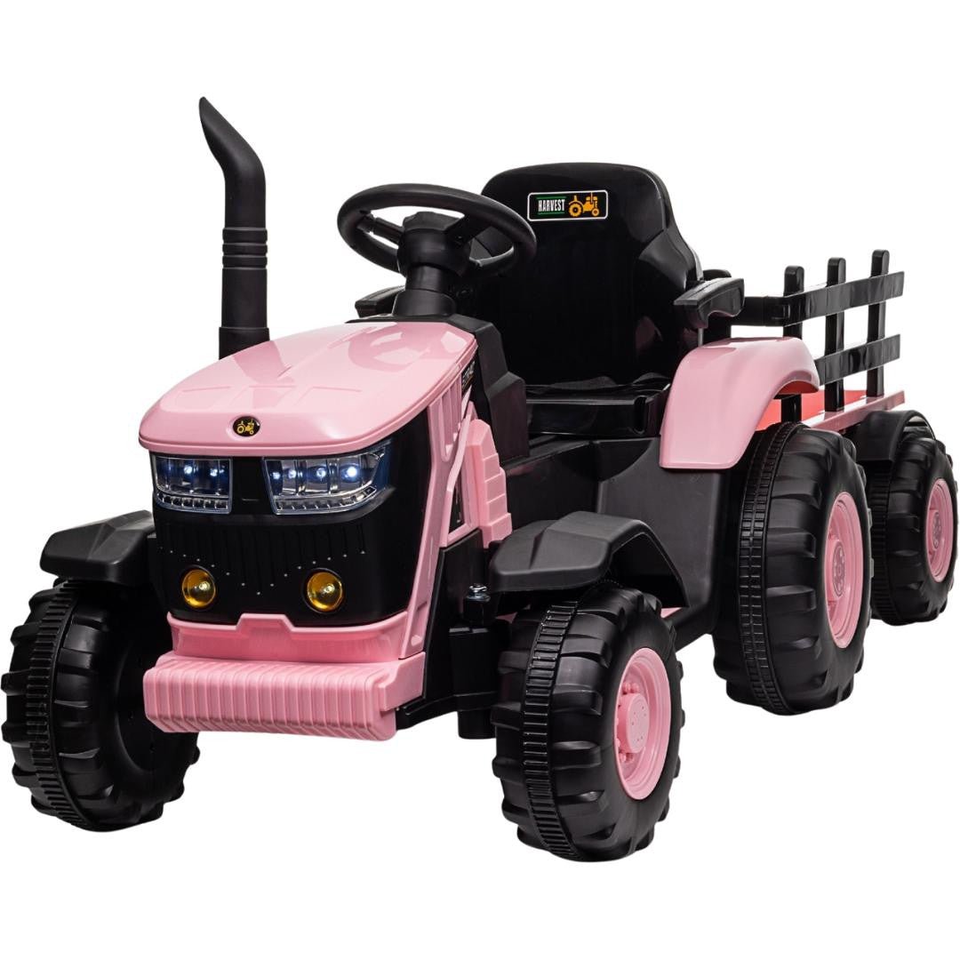 Turbo Harvest 12V Electric Ride On Tractor with Trailer Pink - BATTERY OPERATED RIDE ONS - Beattys of Loughrea