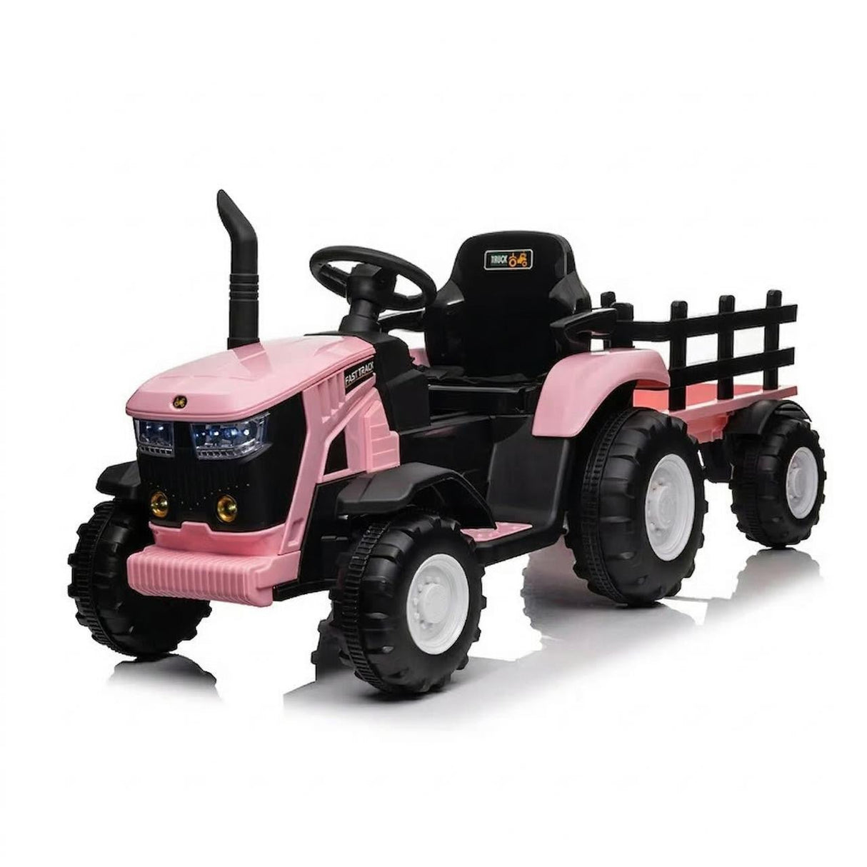Turbo Harvest 12V Electric Ride On Tractor with Trailer Pink - BATTERY OPERATED RIDE ONS - Beattys of Loughrea