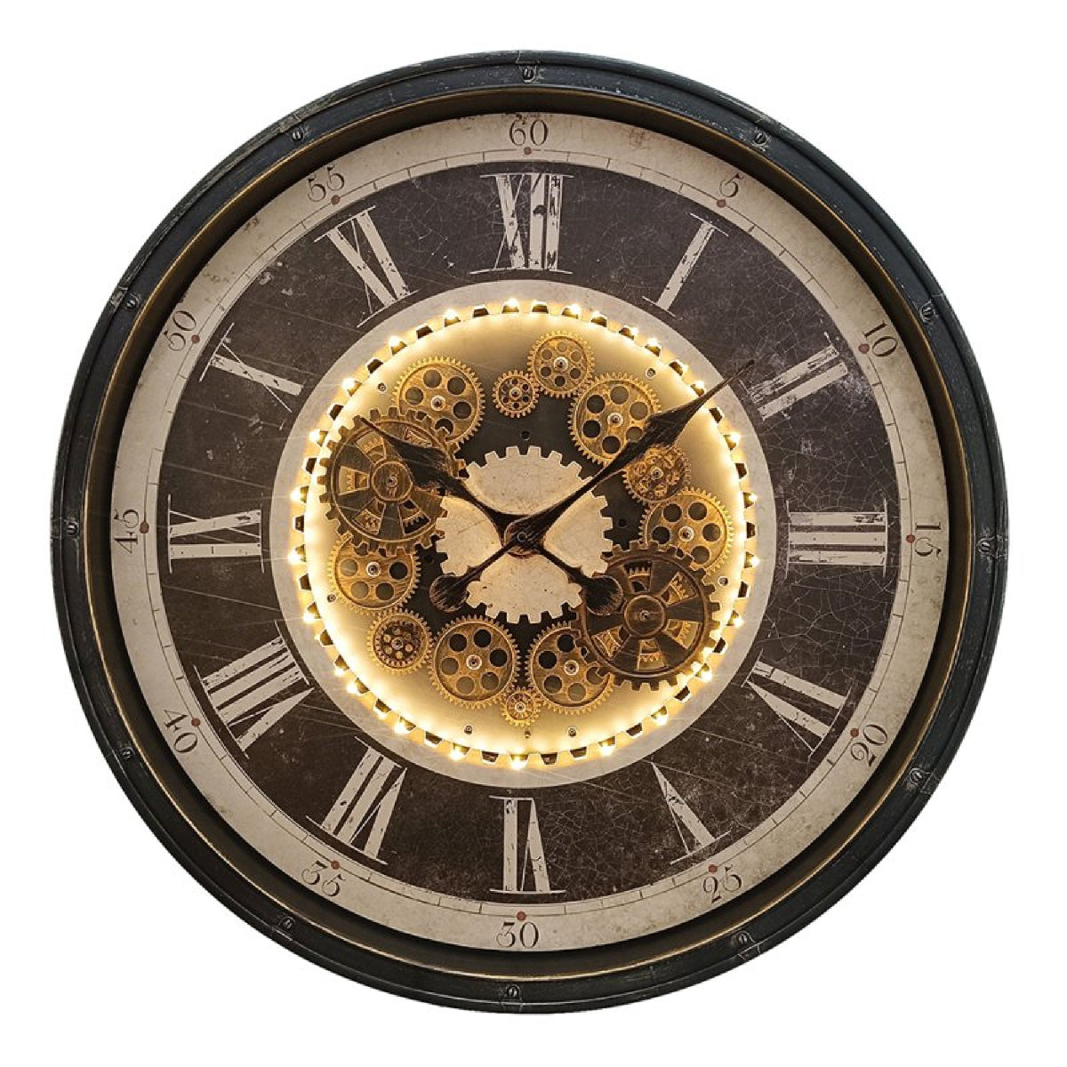 Cog Clock, Light-Up, Silver, 76cm - CLOCKS - Beattys of Loughrea