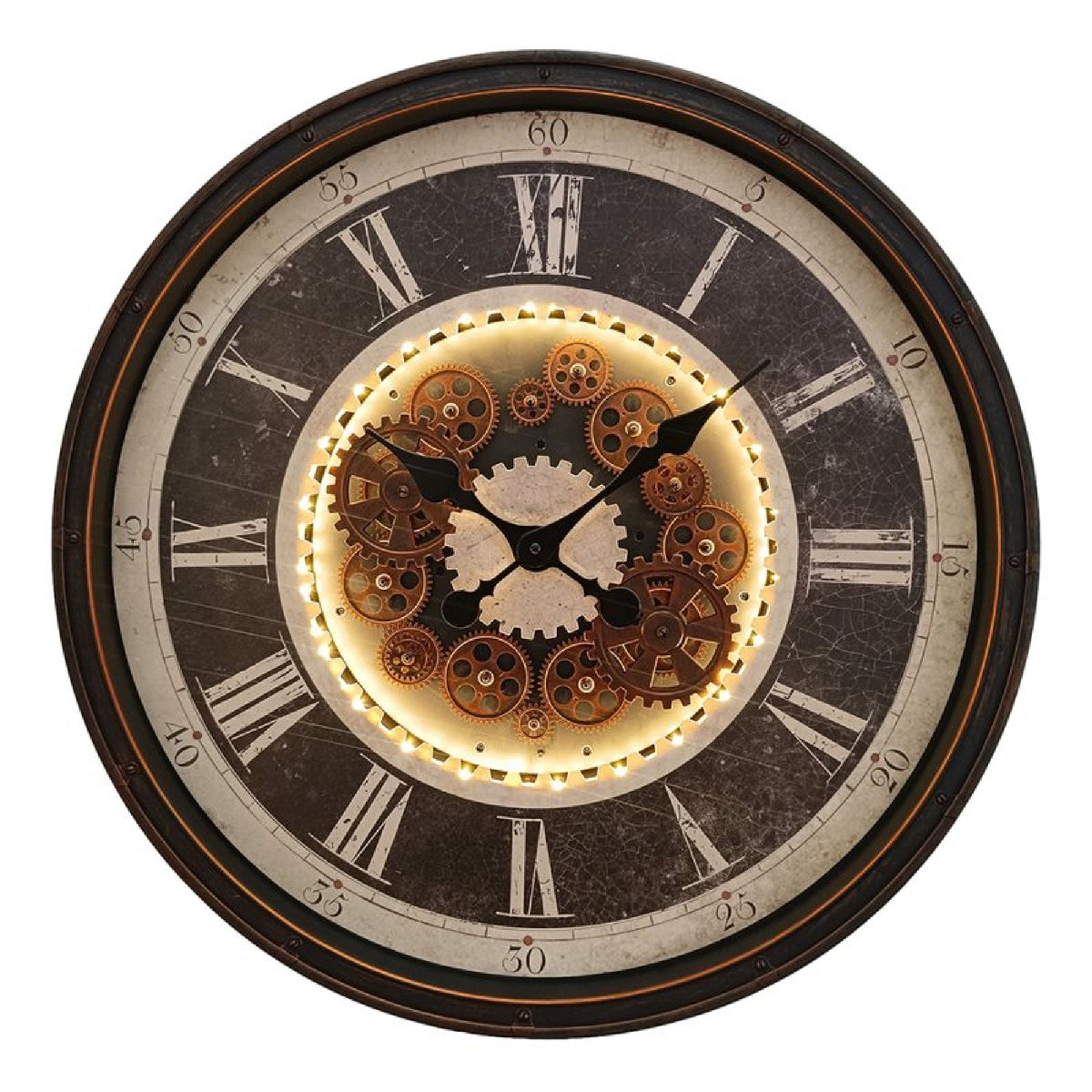 Cog Clock, Light-Up, Gold, 76cm - CLOCKS - Beattys of Loughrea