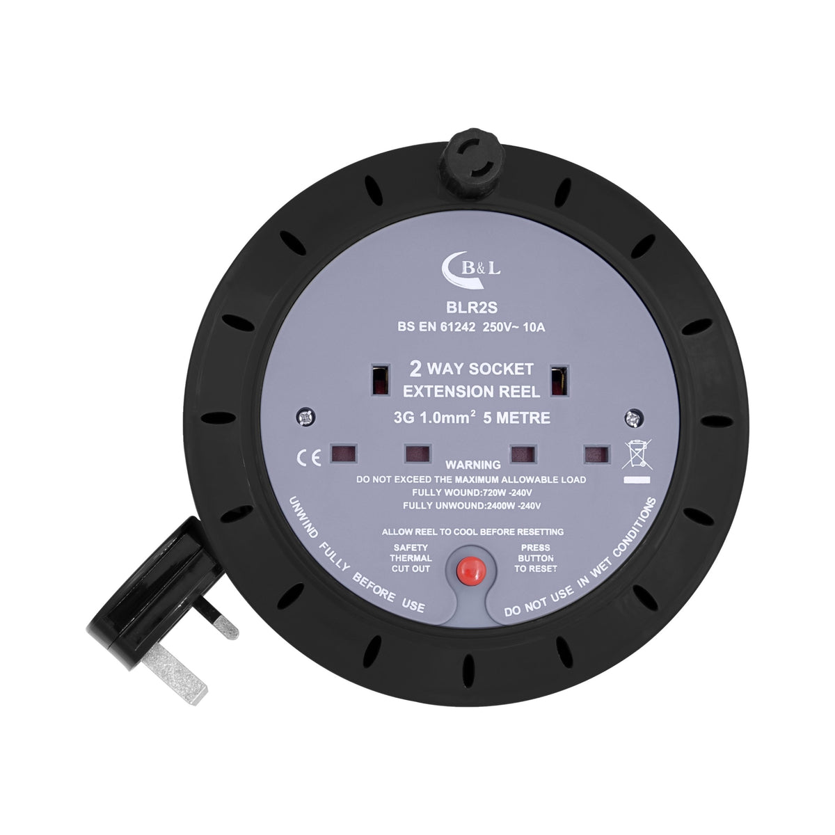 2 Gang 5m Extension Reel