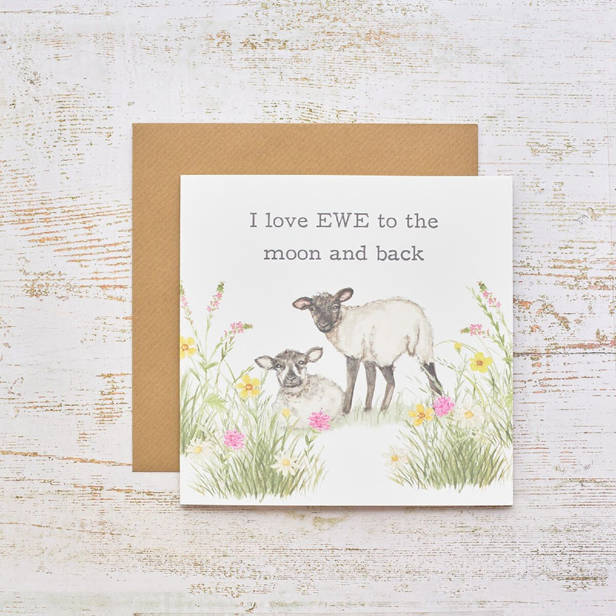 R13 LOVE EWE TO THE MOON AND BACK LAMB WITH FLORAL CARD 4SP120