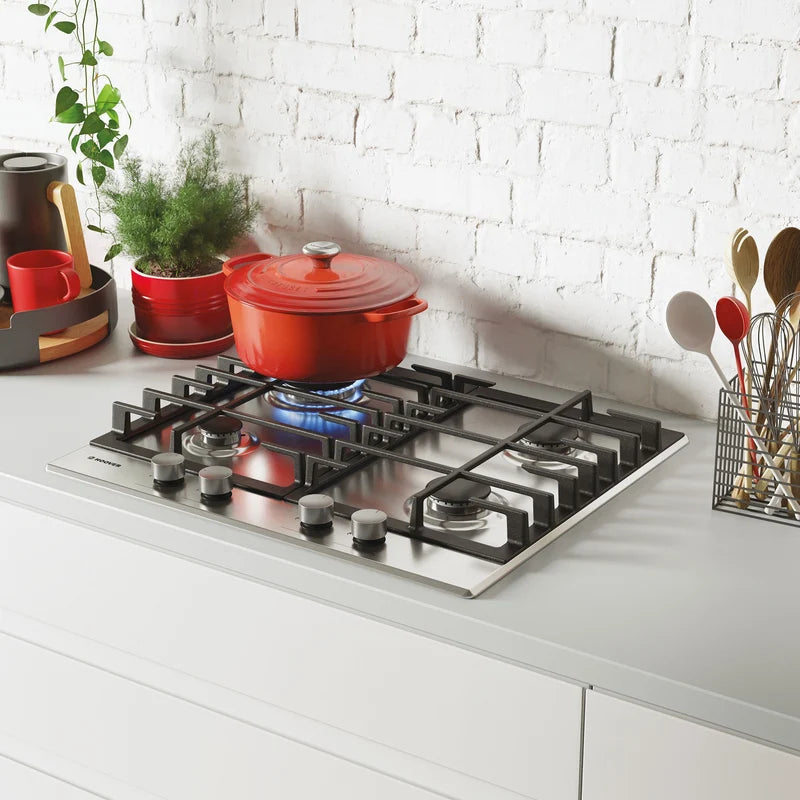 Hoover H-HOB 300 HHG6BRMX 60cm 4 Burner Gas Hob, Stainless Steel - HOBS FULL SIZE 4+ RINGS - Beattys of Loughrea