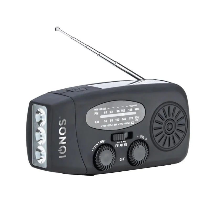 Ionos Almere Emergency Wind Up and Solar Radio with LED Torch - AM/FM RADIO - Beattys of Loughrea