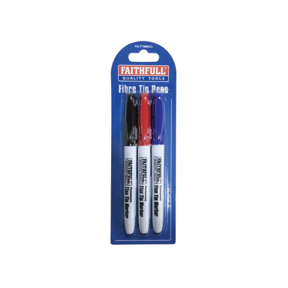 Faithfull Fibre Tip Marker Pen, Mixed - Pack of 3 - CHALK LINES/ CARPENTERS PENCIL - Beattys of Loughrea