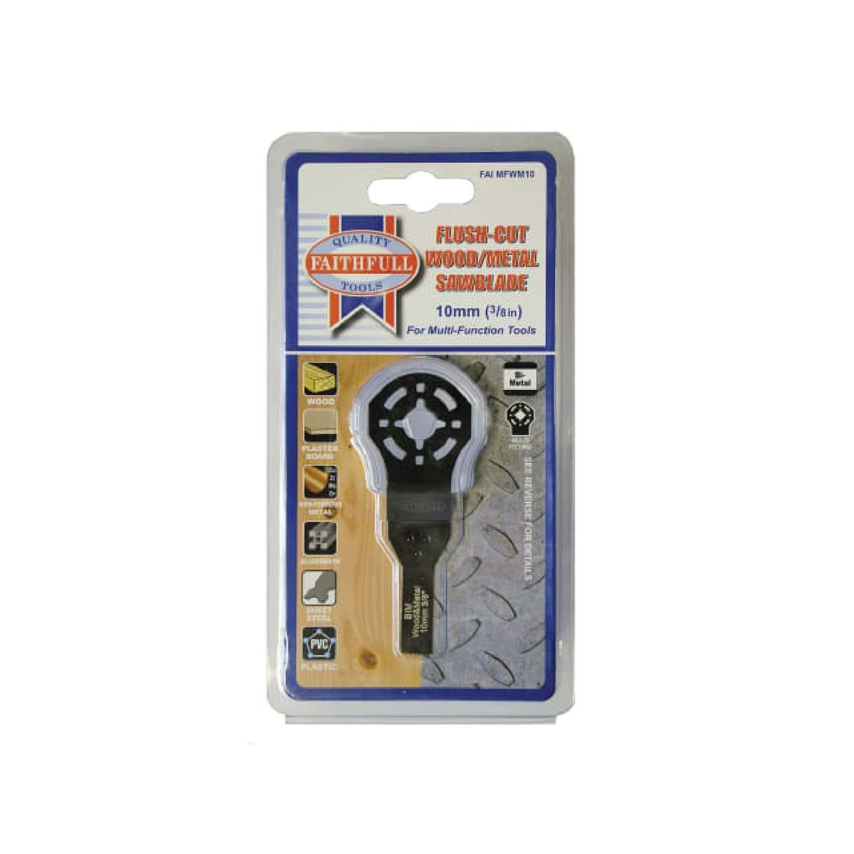 Faithfull Bi-Metal Flush Cut Wood & Metal Multi-Tool Blade 10mm, Universal Fit