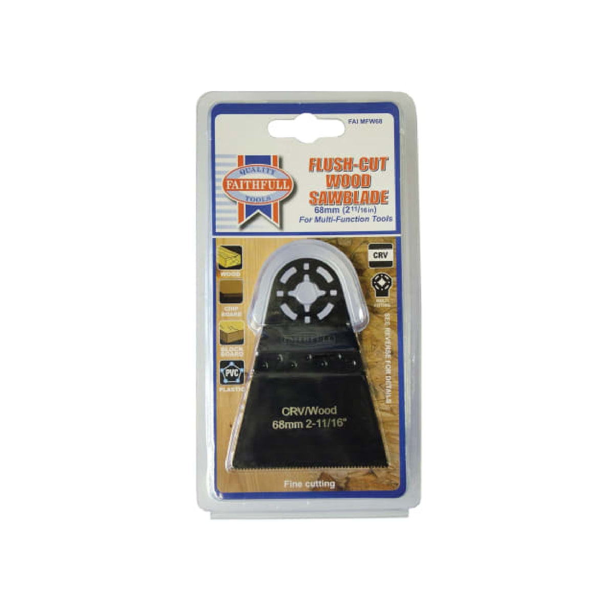 Faithfull CrV Flush Cut Wood Multi-Tool Blade 68mm Side Set, Universal Fit