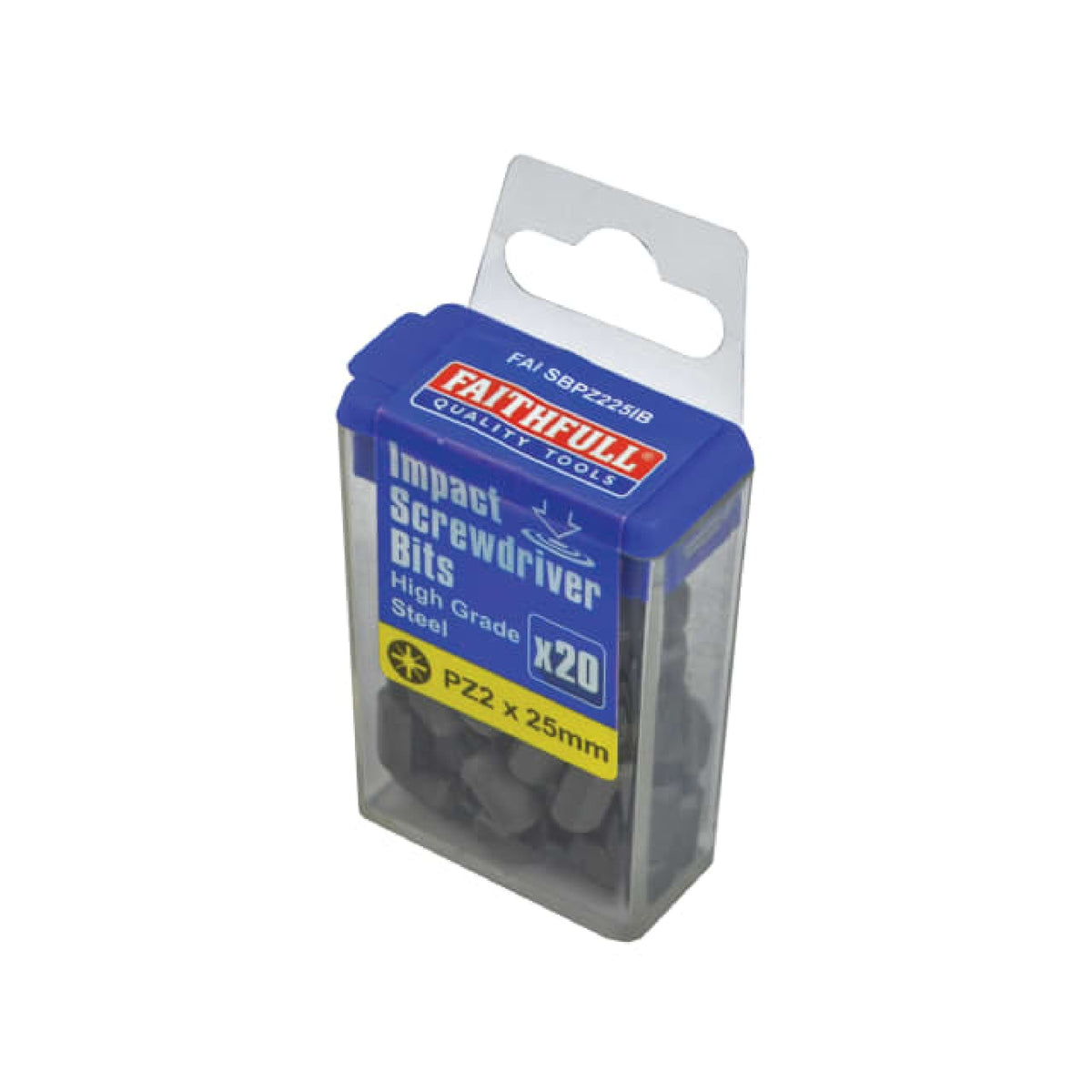 Faithfull Pozi Impact Screwdriver Bits PZ2 x 25mm, Pack of 20
