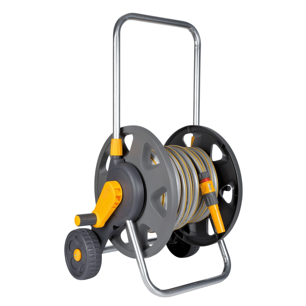 Hozelock 60 Metre Garden Hose Cart Trolley with 25 Metre Hose and Fittings - HOSE ACCESSORIES - Beattys of Loughrea