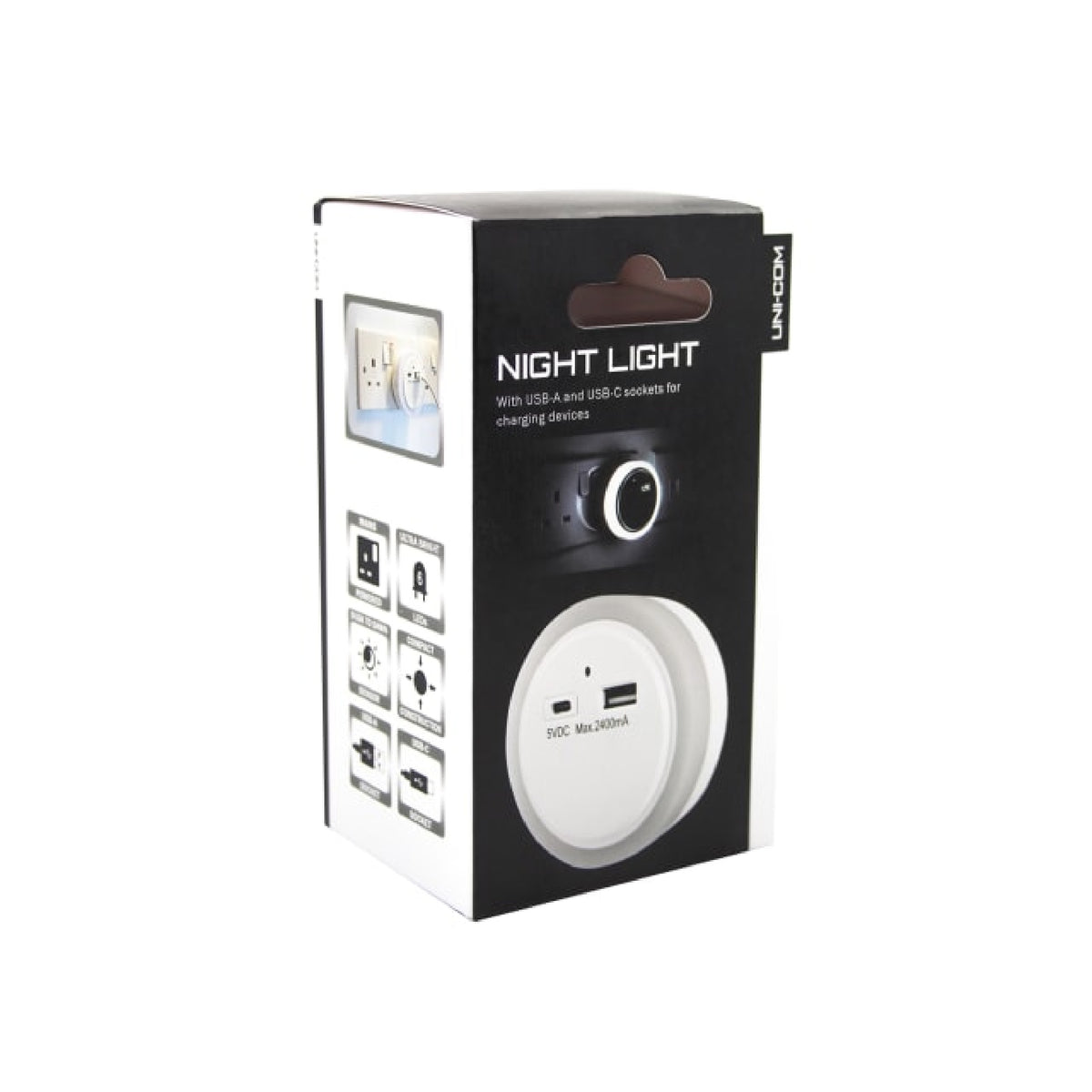 Uni-Com Night Light with USB-A and USB-C Charging