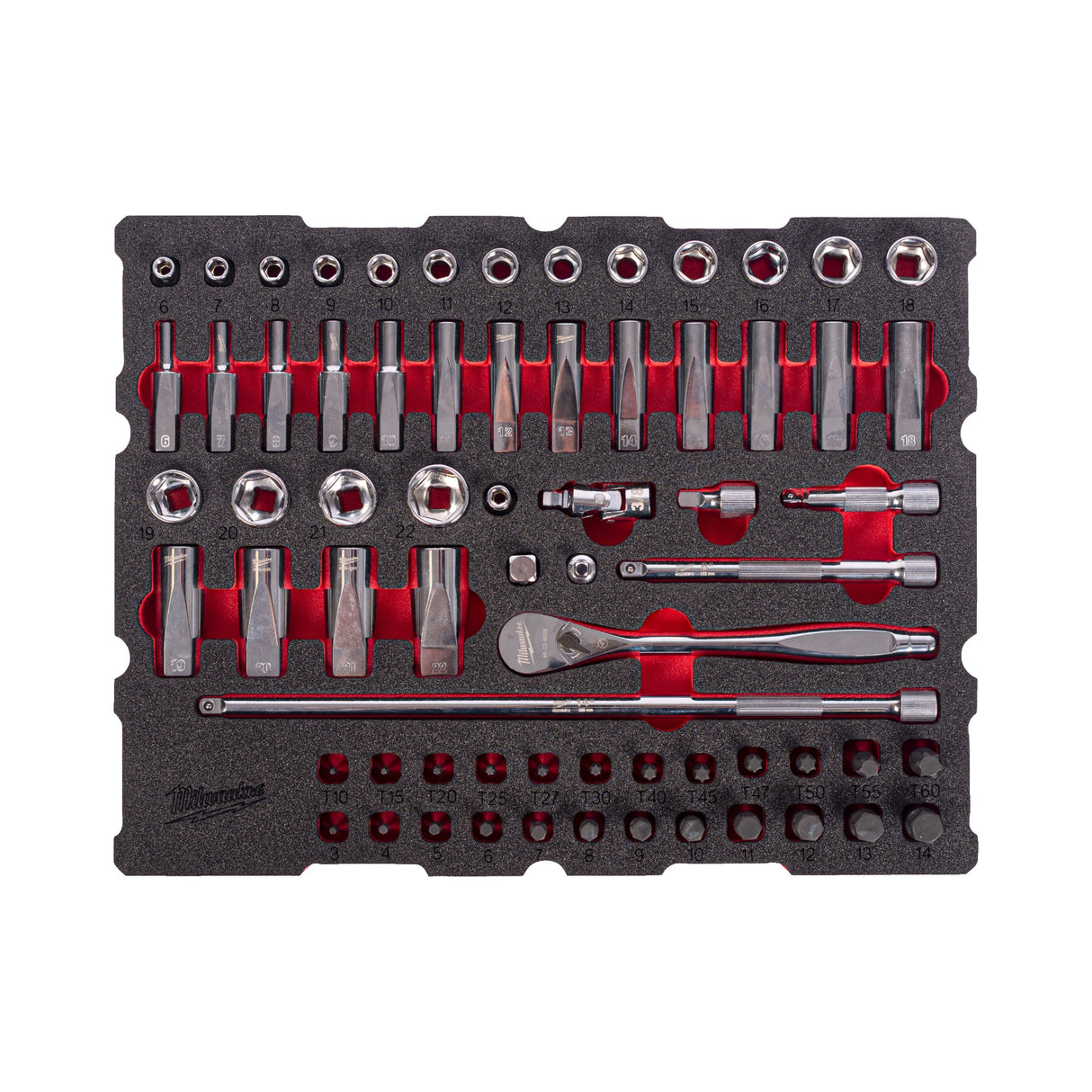 Milwaukee 68pc 1/4" Ratchet & Socket Set PACKOUT Foam Insert 4932501867 - SOCKETS - Beattys of Loughrea
