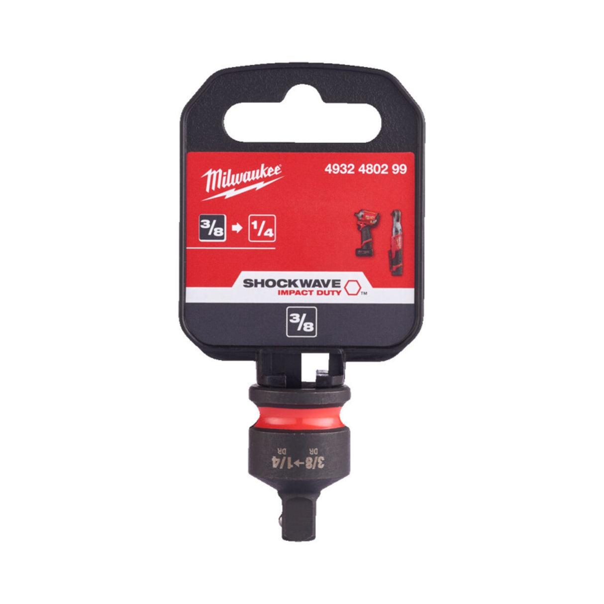 Milwaukee Impact Socket Adaptor 3/8" to 1/4" 4932480299 - TOOL SETS/ SOCKET SETS - Beattys of Loughrea