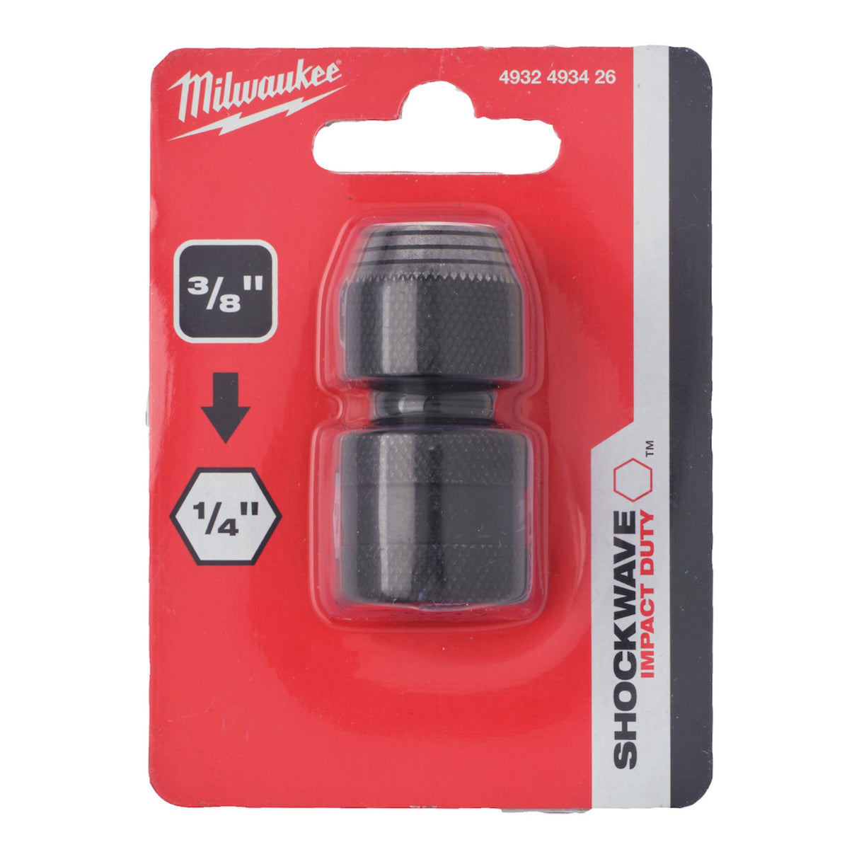 Milwaukee SHOCKWAVE™ Adaptor 3/8" Sq to 1/4" Hex 4932493426 - SOCKETS - SINGLE, NOT SETS - Beattys of Loughrea