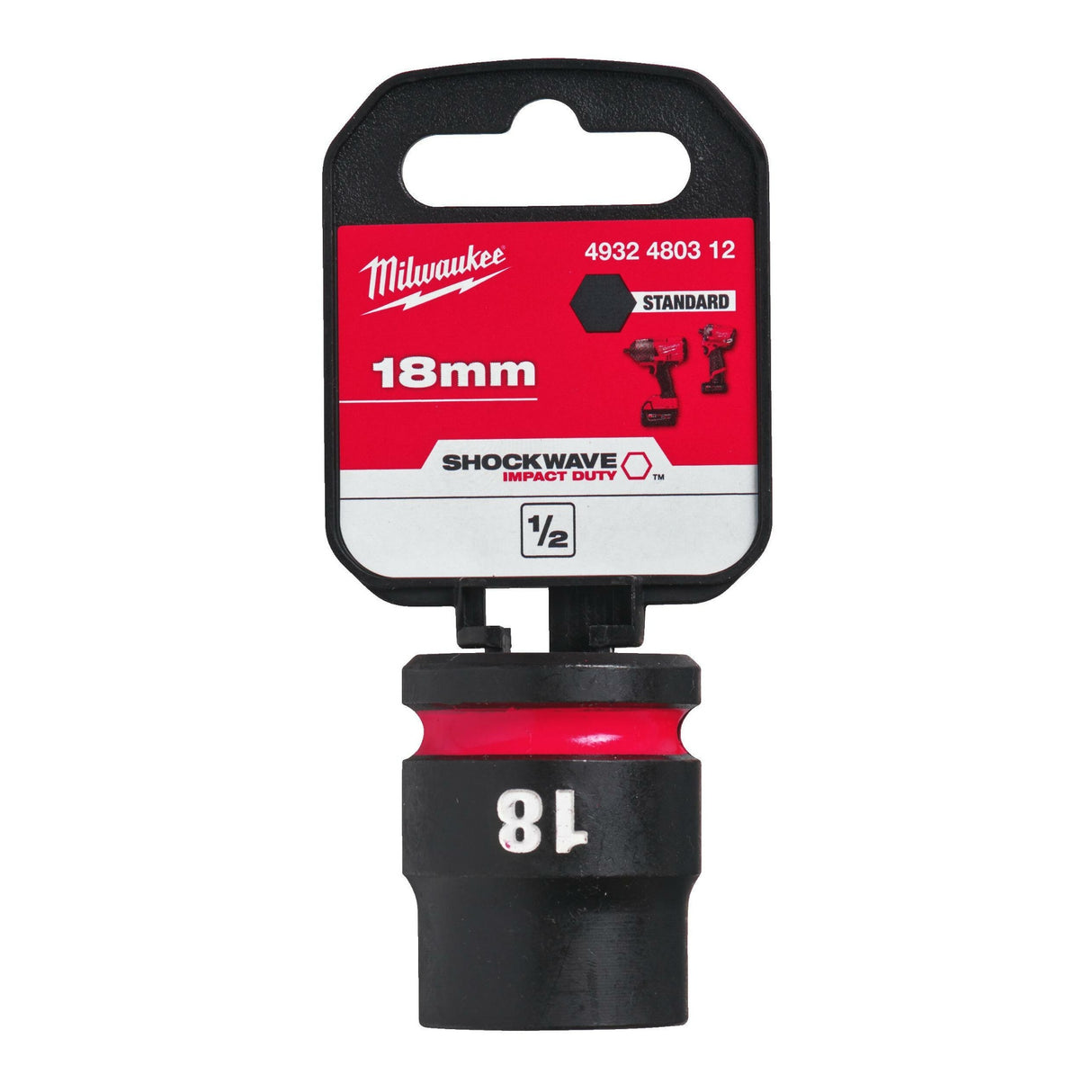 Milwaukee Shockwave Impact Socket 1/2" Drive 18mm Standard 4932480312 - SOCKETS - SINGLE, NOT SETS - Beattys of Loughrea
